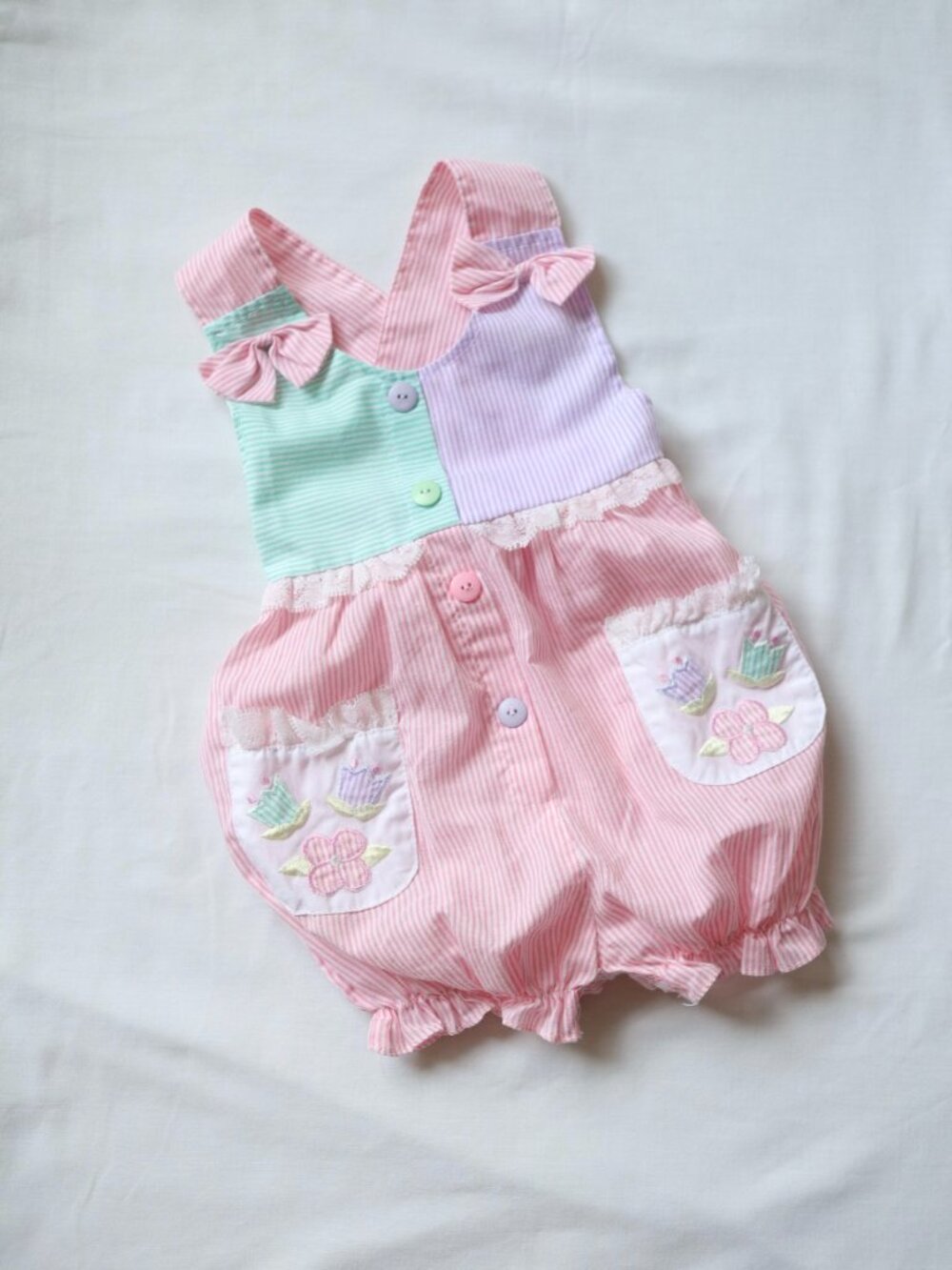 Vintage Candy Multicolour Stripe Baby Romper / 18M